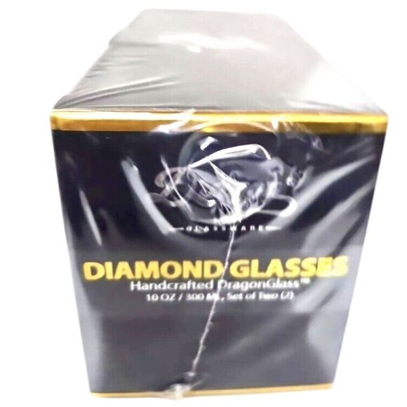 Dragon Glassware Whiskey Diamond Glasses Handcrafted 10 OZ/300 ML Set Of 2 New - Picture 3 of 6